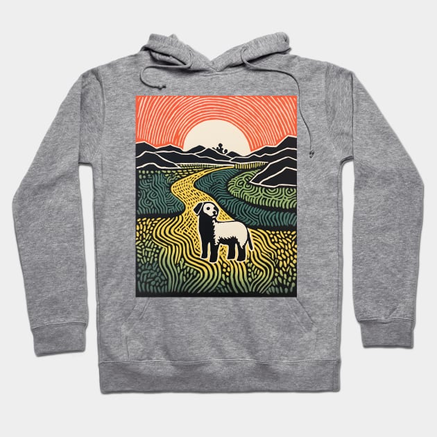 Riso-graphic Dog's Joyful Field Hoodie by AestheticsArt81